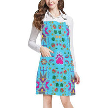 Load image into Gallery viewer, Geometric Floral Fall Sky Blue All Over Print Apron All Over Print Apron e-joyer 
