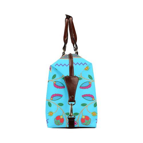 Geometric Floral Fall-Sky Blue Classic Travel Bag (Model 1643) Remake Classic Travel Bags (1643) e-joyer 