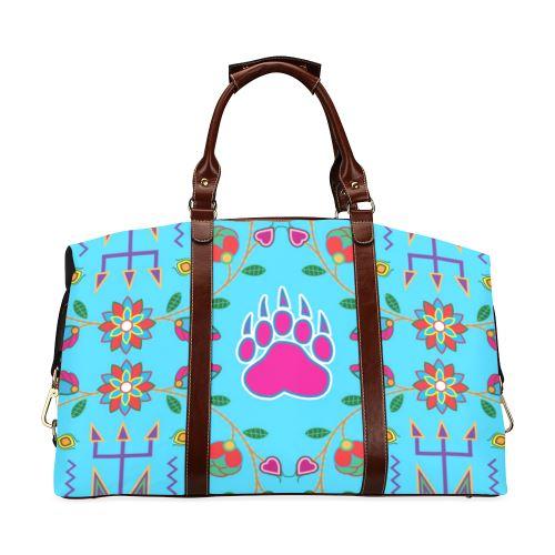 Geometric Floral Fall-Sky Blue Classic Travel Bag (Model 1643) Remake Classic Travel Bags (1643) e-joyer 