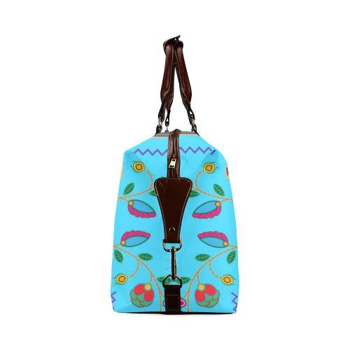 Geometric Floral Fall-Sky Blue Classic Travel Bag (Model 1643) Remake Classic Travel Bags (1643) e-joyer 