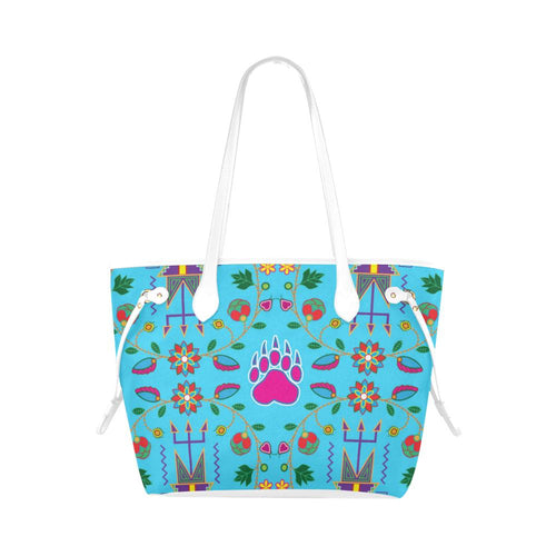 Geometric Floral Fall - Sky Blue Clover Canvas Tote Bag (Model 1661) Clover Canvas Tote Bag (1661) e-joyer 