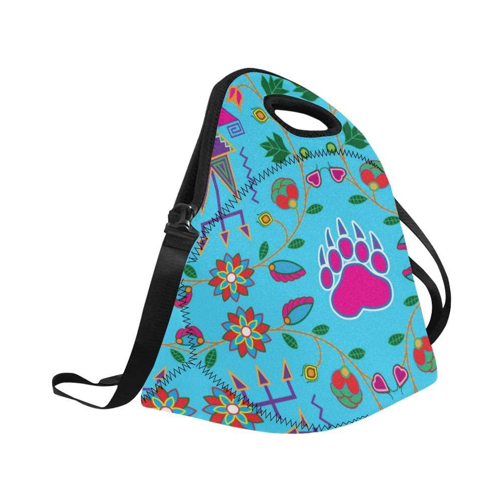 Geometric Floral Fall-Sky Blue Neoprene Lunch Bag/Large (Model 1669) Neoprene Lunch Bag/Large (1669) e-joyer 