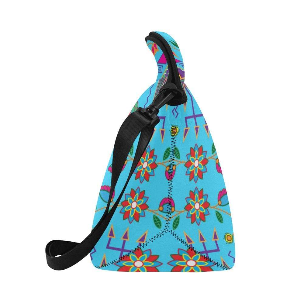 Geometric Floral Fall-Sky Blue Neoprene Lunch Bag/Large (Model 1669) Neoprene Lunch Bag/Large (1669) e-joyer 