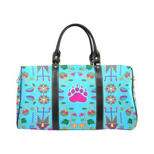 Geometric Floral Fall-Sky Blue New Waterproof Travel Bag/Large (Model 1639) Waterproof Travel Bags (1639) e-joyer 