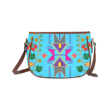 Load image into Gallery viewer, Geometric Floral Fall - Sky Blue Saddle Bag/Small (Model 1649) Full Customization Saddle Bag/Small (Full Customization) e-joyer 
