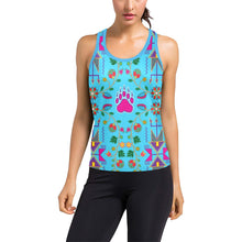 Load image into Gallery viewer, Geometric Floral Fall-Sky Blue Women&#39;s Racerback Tank Top (Model T60) Racerback Tank Top (T60) e-joyer 
