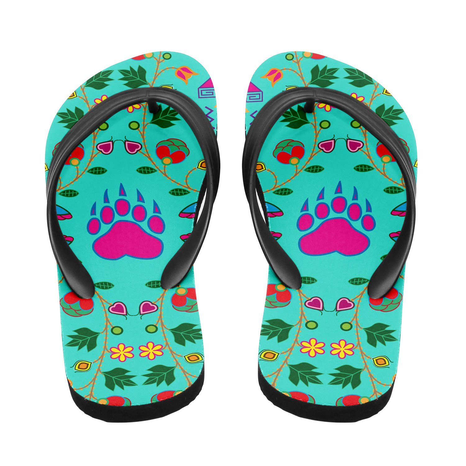 Geometric Floral Fall Sky Flip Flops 49 Dzine 