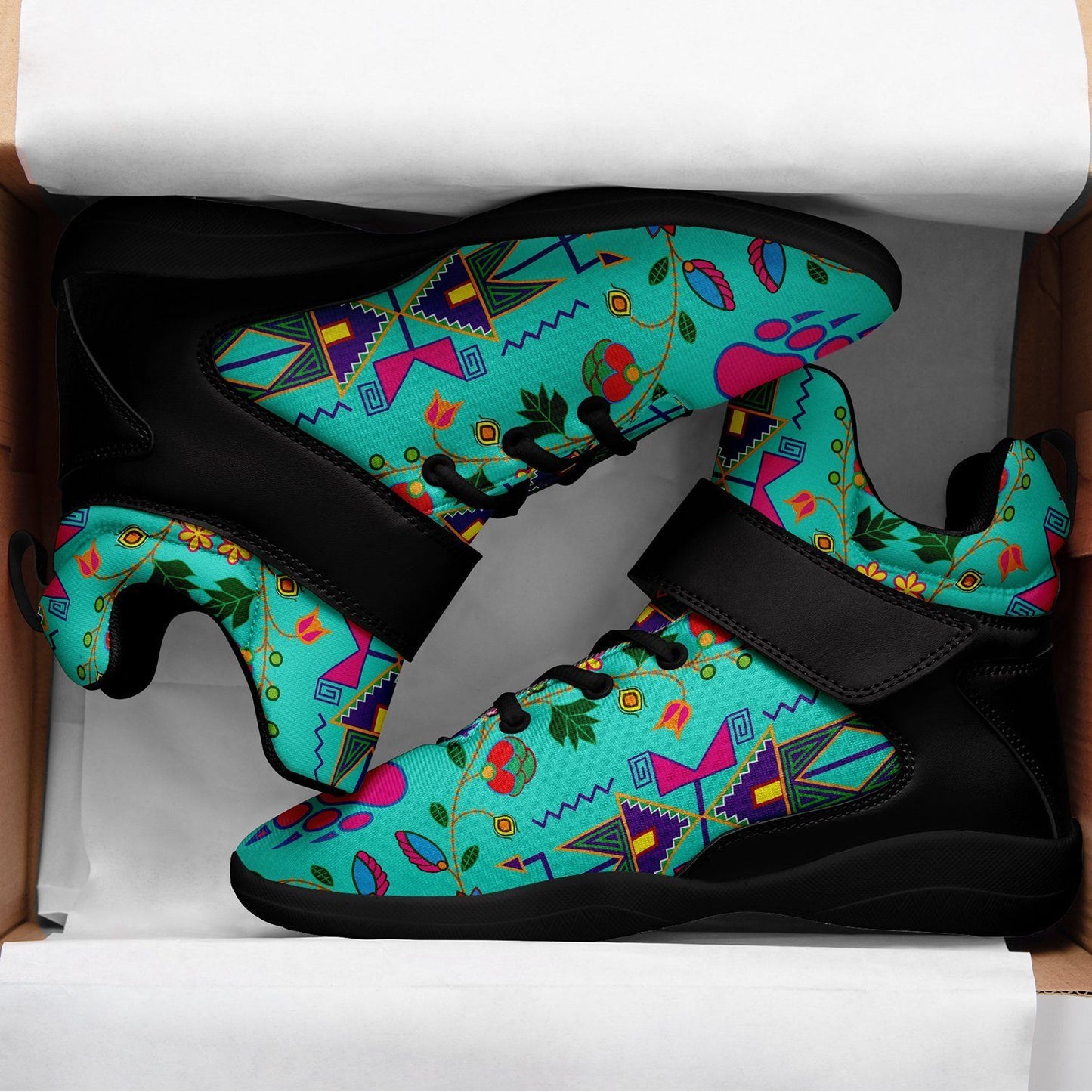 Geometric Floral Fall Sky Ipottaa Basketball / Sport High Top Shoes - Black Sole 49 Dzine 