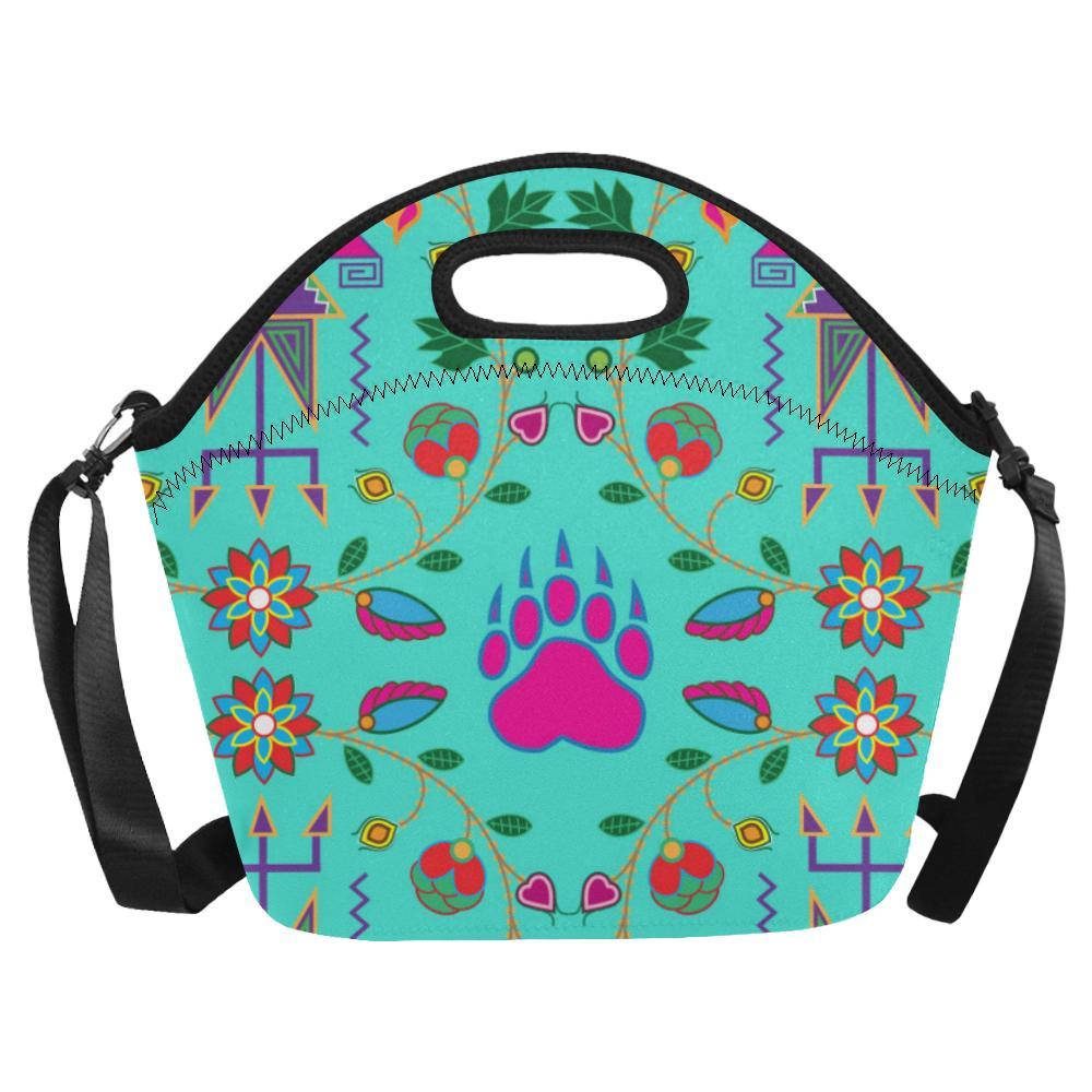 Geometric Floral Fall-Sky Neoprene Lunch Bag/Large (Model 1669) Neoprene Lunch Bag/Large (1669) e-joyer 