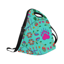 Load image into Gallery viewer, Geometric Floral Fall-Sky Neoprene Lunch Bag/Large (Model 1669) Neoprene Lunch Bag/Large (1669) e-joyer 
