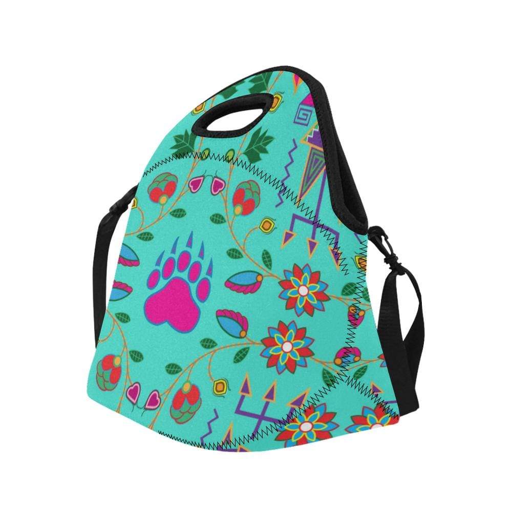 Geometric Floral Fall-Sky Neoprene Lunch Bag/Large (Model 1669) Neoprene Lunch Bag/Large (1669) e-joyer 