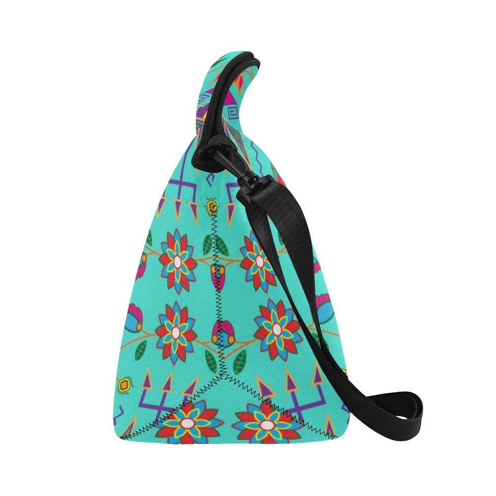 Geometric Floral Fall-Sky Neoprene Lunch Bag/Large (Model 1669) Neoprene Lunch Bag/Large (1669) e-joyer 