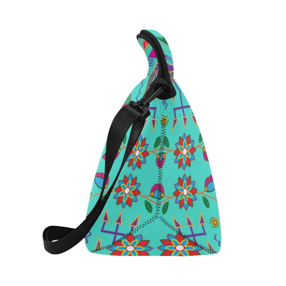 Geometric Floral Fall-Sky Neoprene Lunch Bag/Large (Model 1669) Neoprene Lunch Bag/Large (1669) e-joyer 