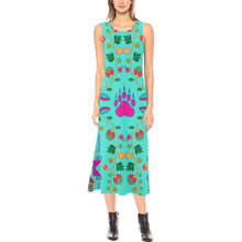 Load image into Gallery viewer, Geometric Floral Fall - Sky Phaedra Sleeveless Open Fork Long Dress (Model D08) Phaedra Sleeveless Open Fork Long Dress (D08) e-joyer 
