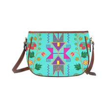 Load image into Gallery viewer, Geometric Floral Fall - Sky Saddle Bag/Small (Model 1649) Full Customization Saddle Bag/Small (Full Customization) e-joyer 
