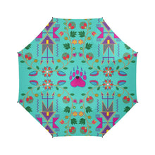 Load image into Gallery viewer, Geometric Floral Fall-Sky Semi-Automatic Foldable Umbrella Semi-Automatic Foldable Umbrella e-joyer 
