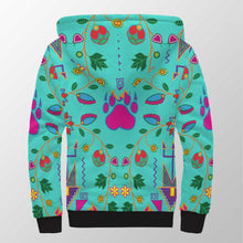 Load image into Gallery viewer, Geometric Floral Fall Sky Sherpa Hoodie 49 Dzine 
