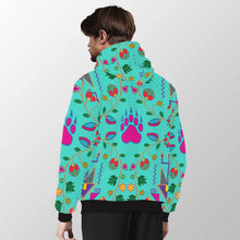 Load image into Gallery viewer, Geometric Floral Fall Sky Sherpa Hoodie 49 Dzine 
