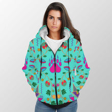 Load image into Gallery viewer, Geometric Floral Fall Sky Sherpa Hoodie 49 Dzine 
