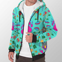 Load image into Gallery viewer, Geometric Floral Fall Sky Sherpa Hoodie 49 Dzine 
