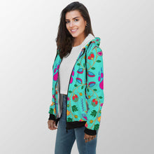 Load image into Gallery viewer, Geometric Floral Fall Sky Sherpa Hoodie 49 Dzine 
