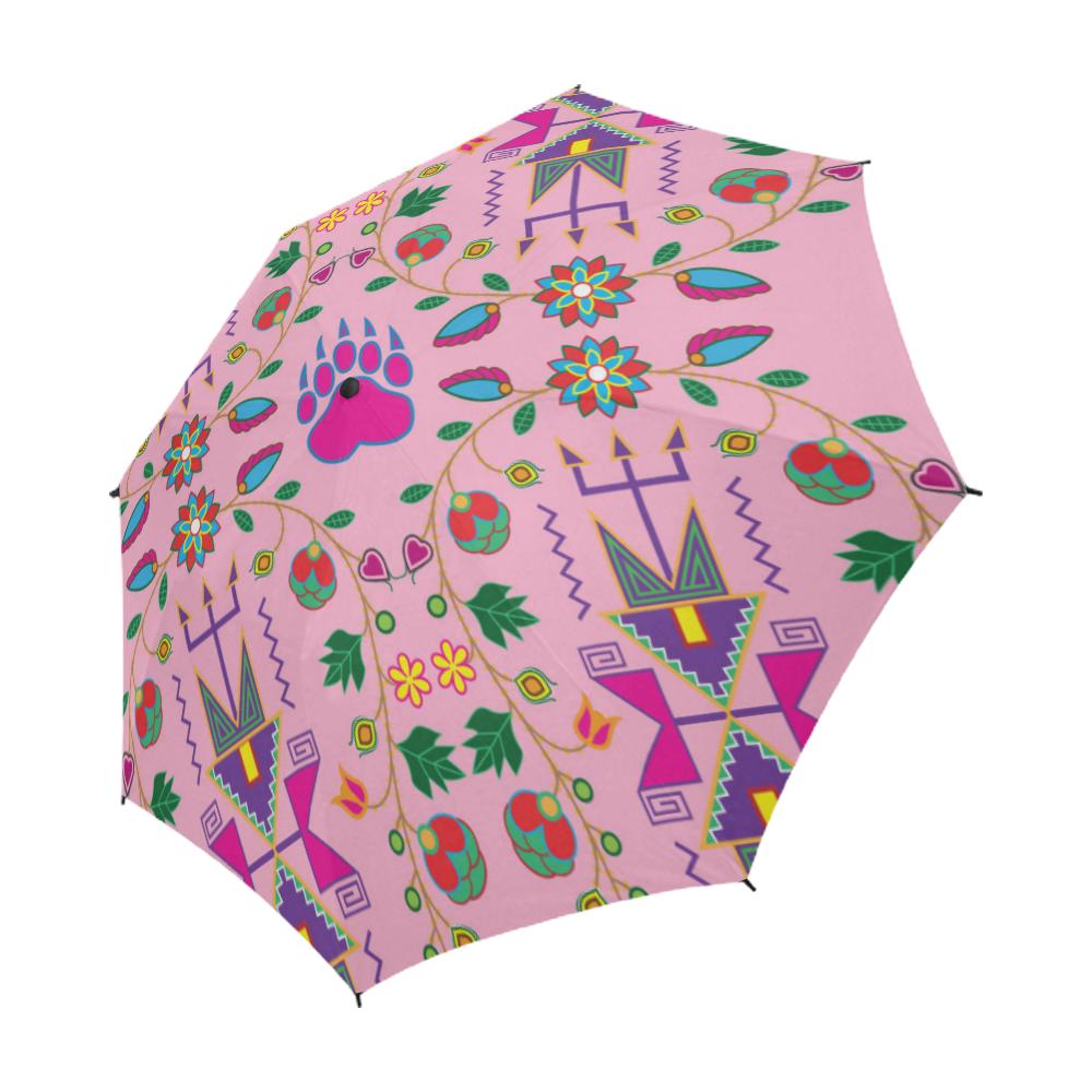 Geometric Floral Fall-Sunset Semi-Automatic Foldable Umbrella Semi-Automatic Foldable Umbrella e-joyer 