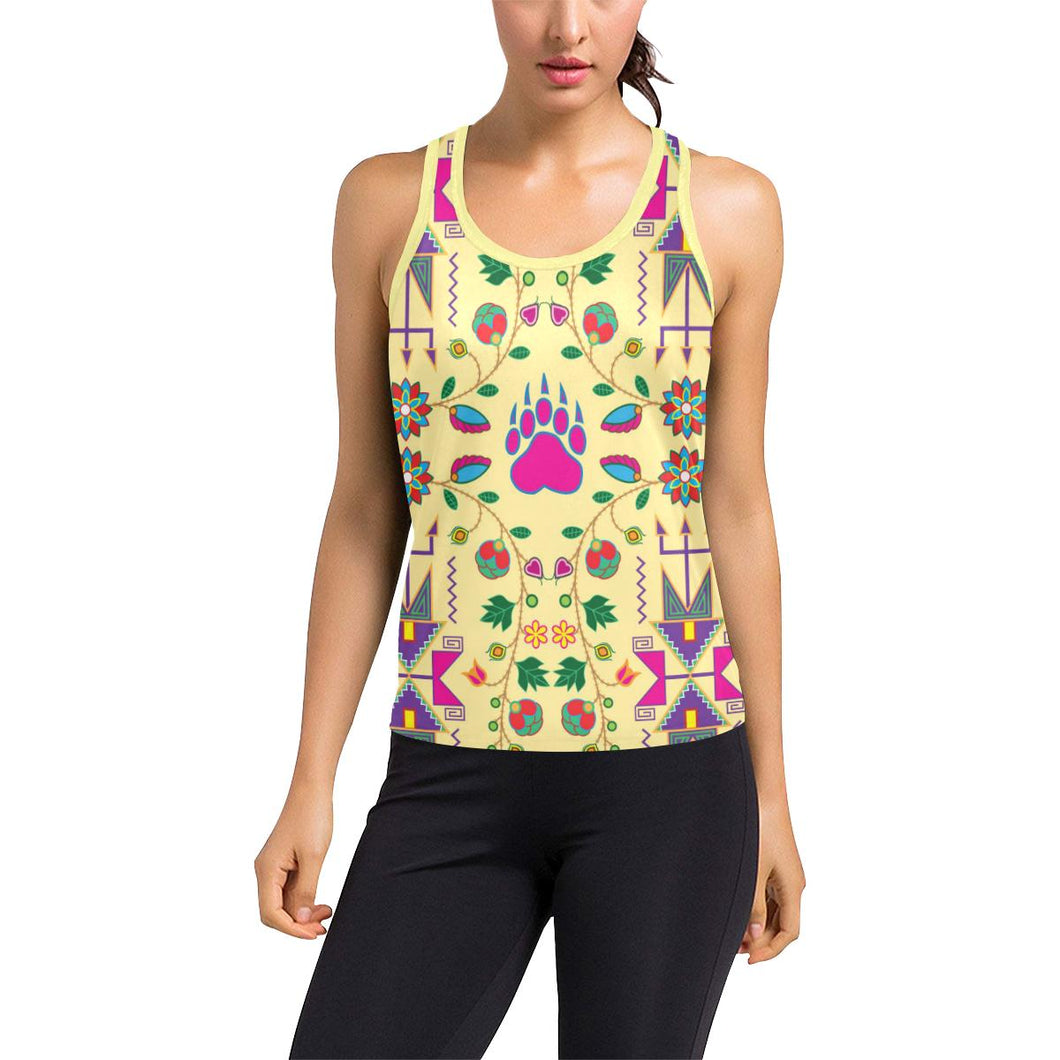 Geometric Floral Fall-Vanilla Women's Racerback Tank Top (Model T60) Racerback Tank Top (T60) e-joyer 