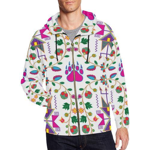 Geometric Floral Fall-White All Over Print Full Zip Hoodie for Men (Model H14) All Over Print Full Zip Hoodie for Men (H14) e-joyer 