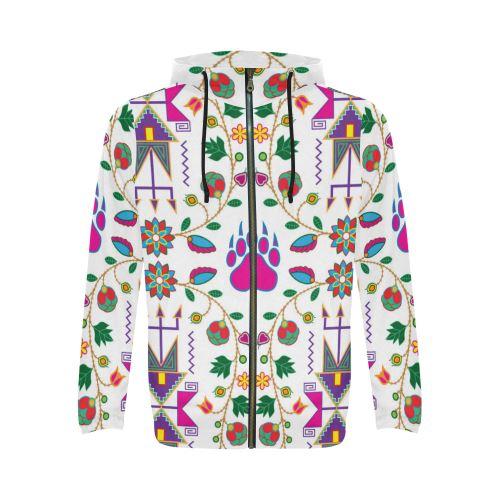 Geometric Floral Fall-White All Over Print Full Zip Hoodie for Men (Model H14) All Over Print Full Zip Hoodie for Men (H14) e-joyer 