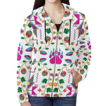 Load image into Gallery viewer, Geometric Floral Fall-White All Over Print Full Zip Hoodie for Women (Model H14) All Over Print Full Zip Hoodie for Women (H14) e-joyer 
