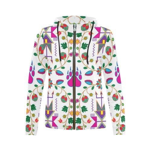 Geometric Floral Fall-White All Over Print Full Zip Hoodie for Women (Model H14) All Over Print Full Zip Hoodie for Women (H14) e-joyer 