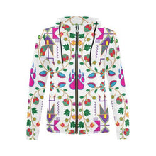 Load image into Gallery viewer, Geometric Floral Fall-White All Over Print Full Zip Hoodie for Women (Model H14) All Over Print Full Zip Hoodie for Women (H14) e-joyer 
