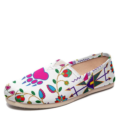 Geometric Floral Fall White Casual Unisex Slip On Shoe Herman 