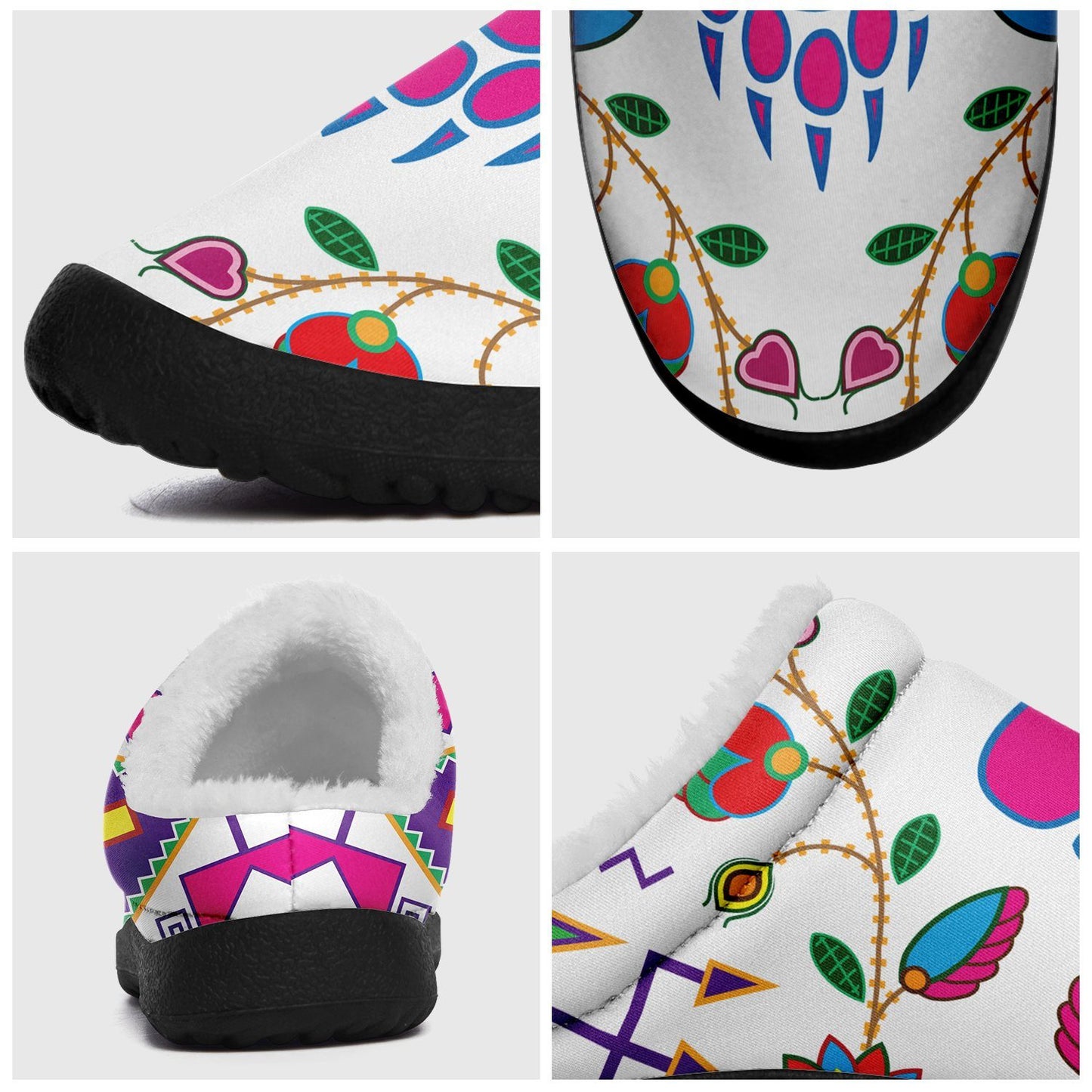 Geometric Floral Fall White Ikinnii Indoor Slipper 49 Dzine 