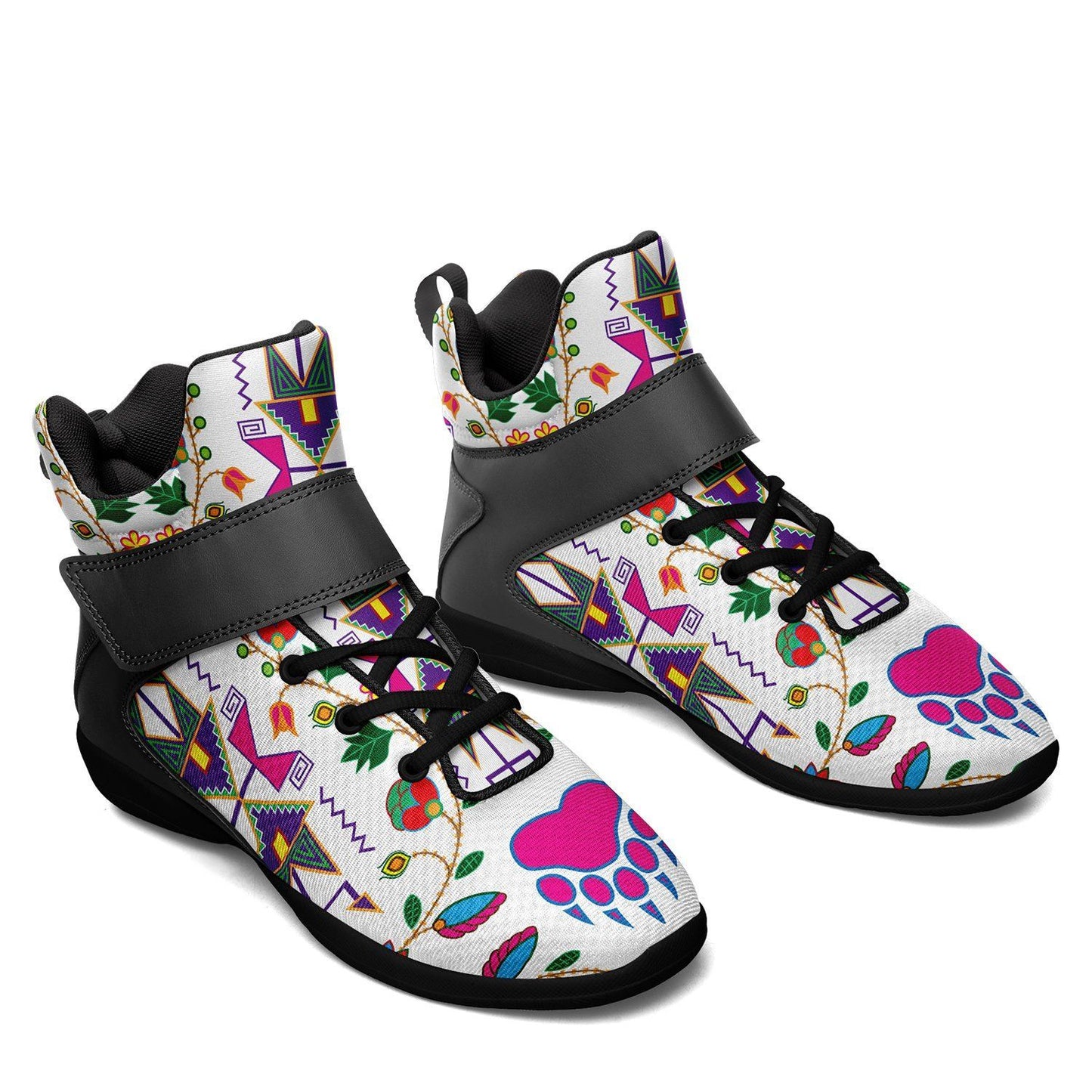 Geometric Floral Fall White Ipottaa Basketball / Sport High Top Shoes - Black Sole 49 Dzine 