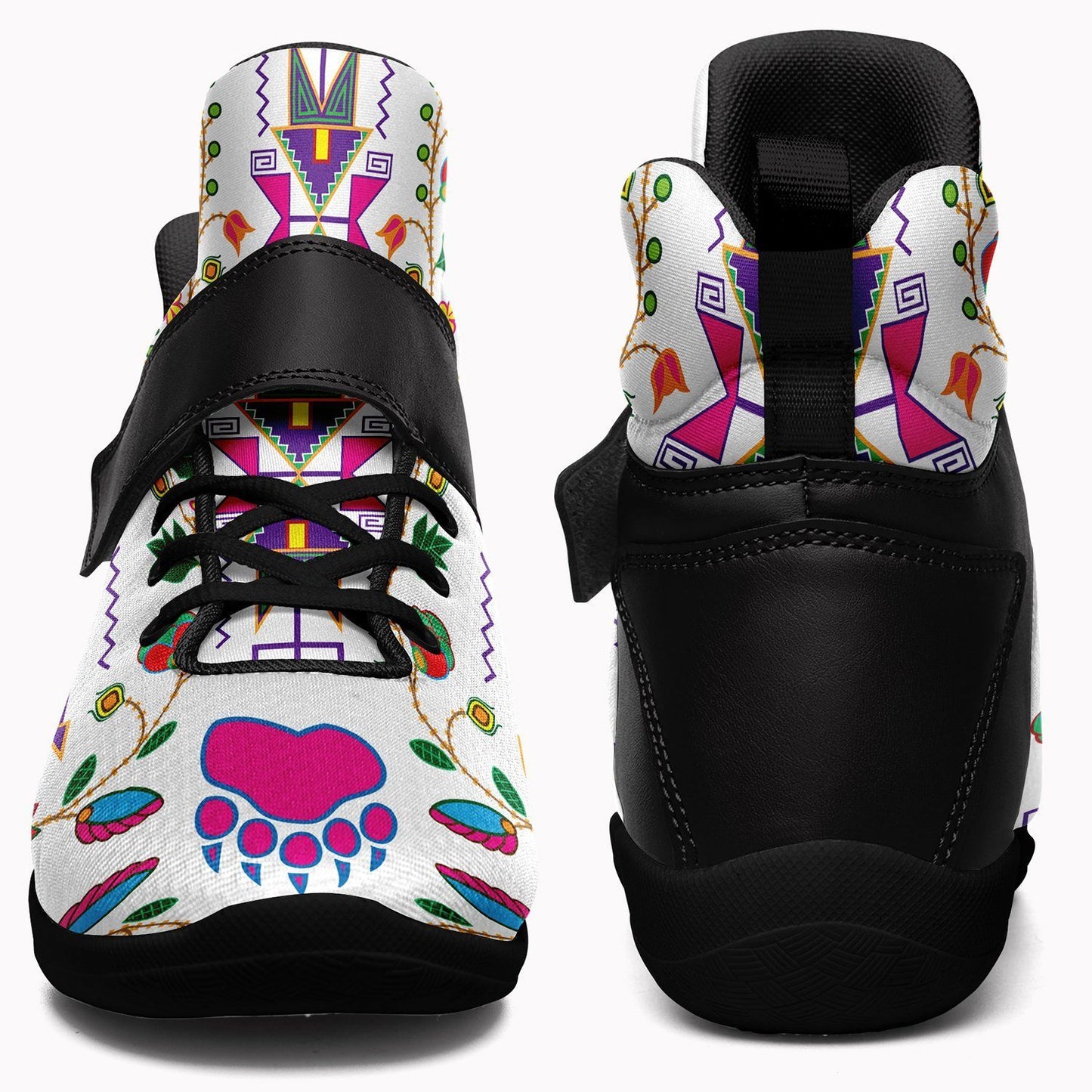 Geometric Floral Fall White Ipottaa Basketball / Sport High Top Shoes - Black Sole 49 Dzine 