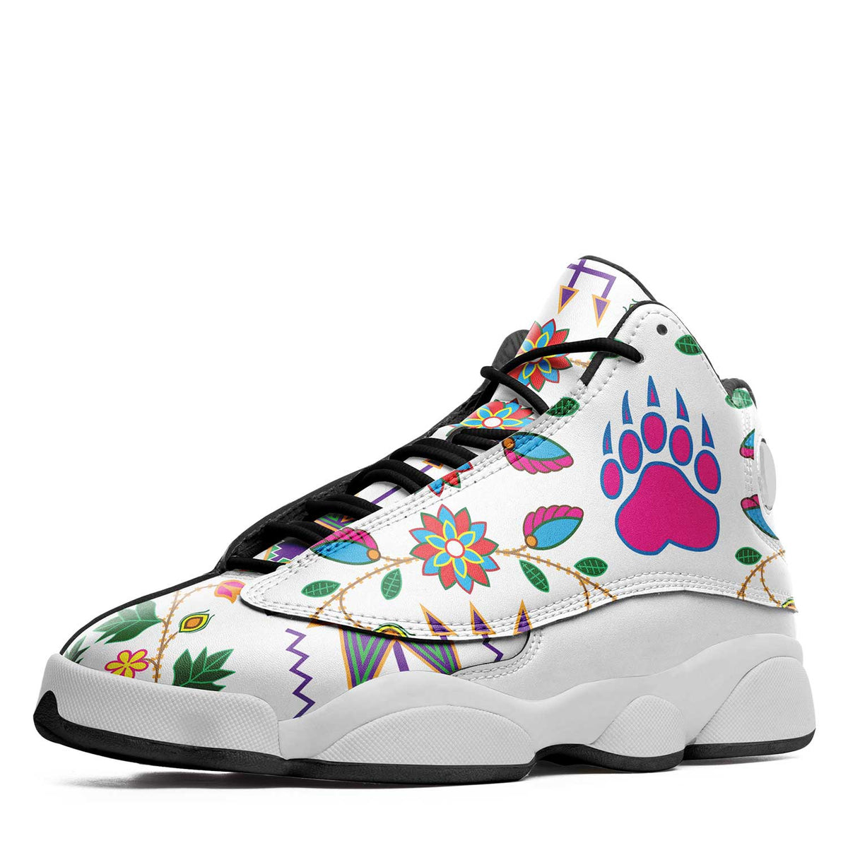 Geometric Floral Fall White Isstsokini – Unisex Sneakers by 49 Dzine