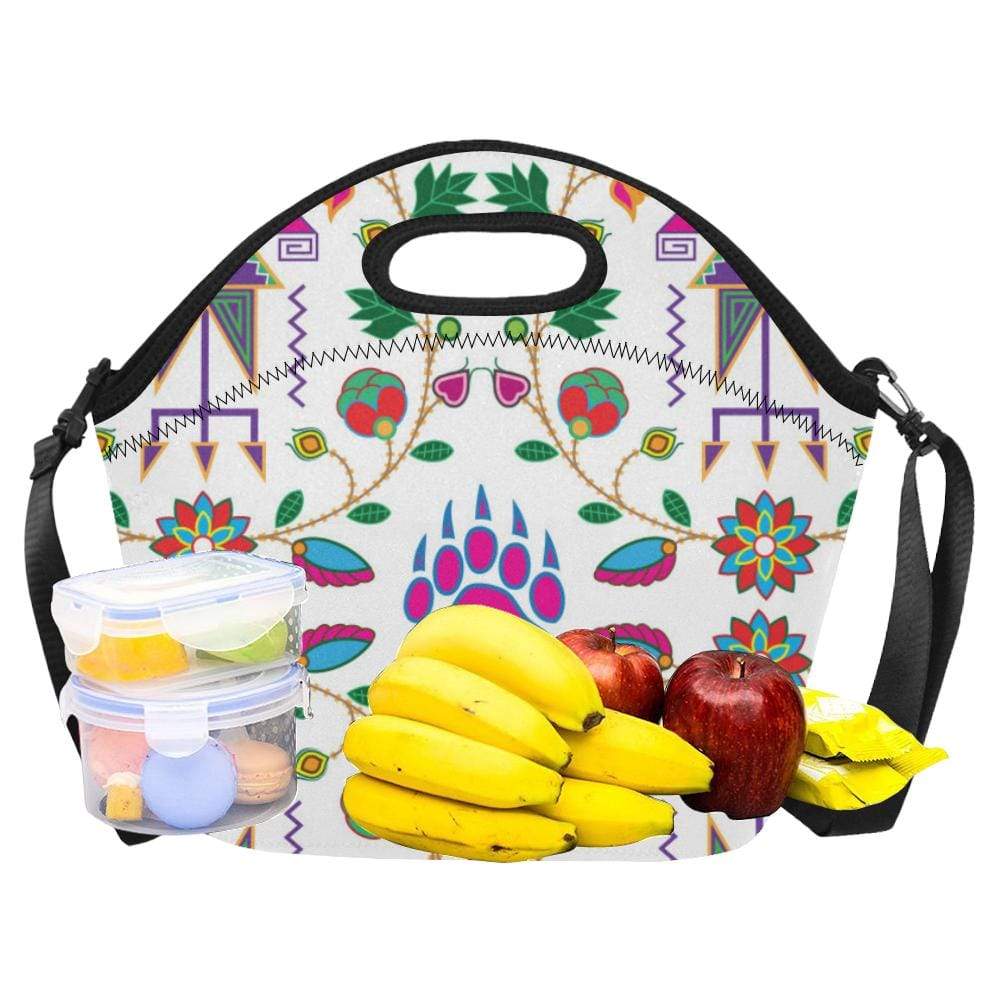 Geometric Floral Fall-White Neoprene Lunch Bag/Large (Model 1669) Neoprene Lunch Bag/Large (1669) e-joyer 