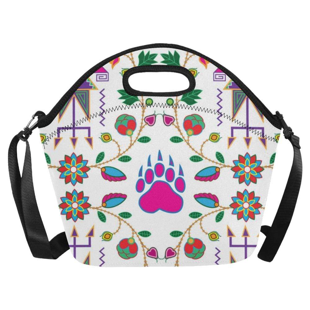 Geometric Floral Fall-White Neoprene Lunch Bag/Large (Model 1669) Neoprene Lunch Bag/Large (1669) e-joyer 