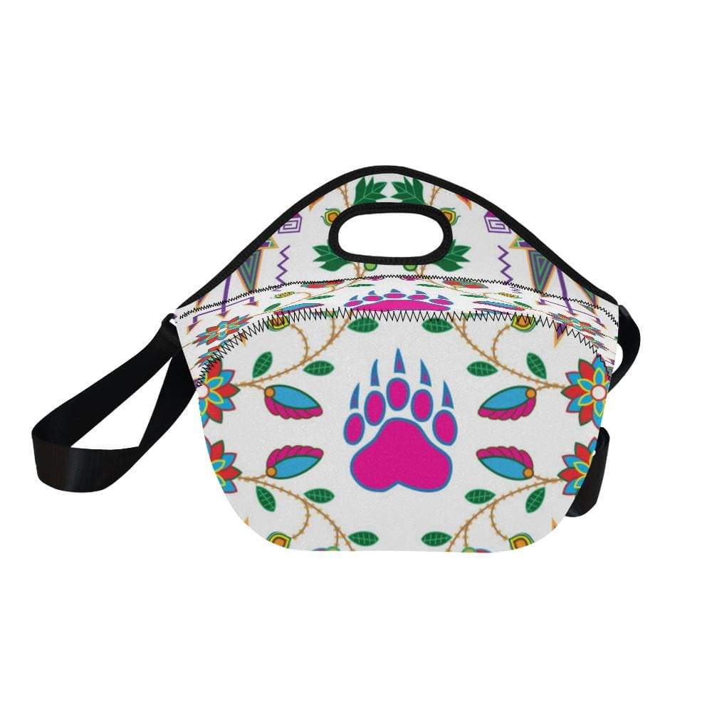 Geometric Floral Fall-White Neoprene Lunch Bag/Large (Model 1669) Neoprene Lunch Bag/Large (1669) e-joyer 