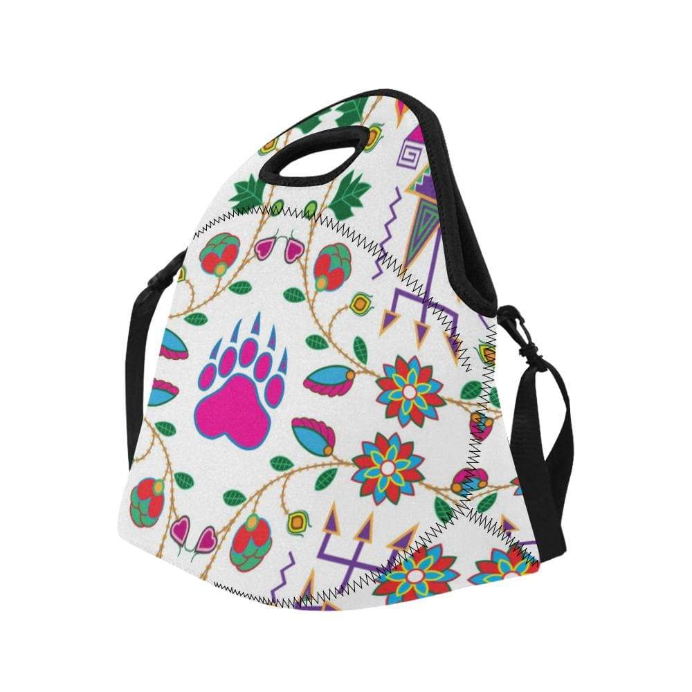 Geometric Floral Fall-White Neoprene Lunch Bag/Large (Model 1669) Neoprene Lunch Bag/Large (1669) e-joyer 