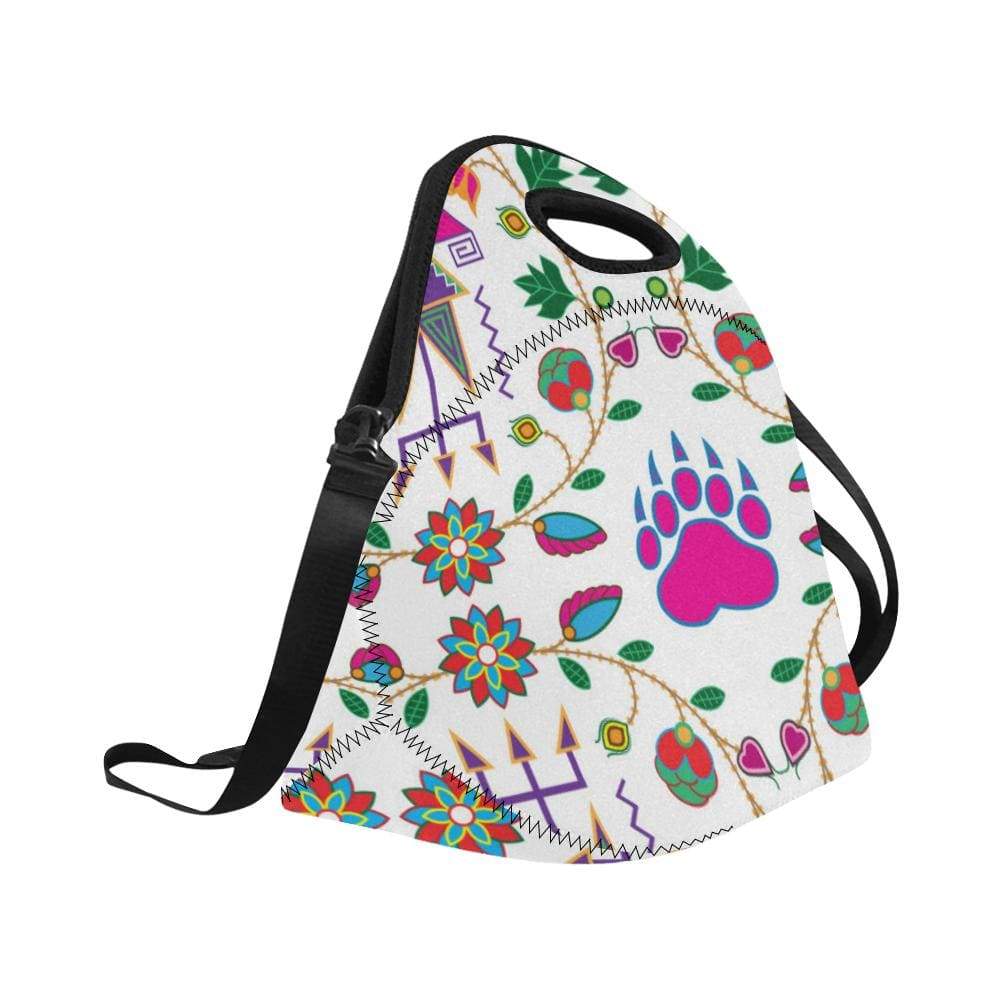 Geometric Floral Fall-White Neoprene Lunch Bag/Large (Model 1669) Neoprene Lunch Bag/Large (1669) e-joyer 