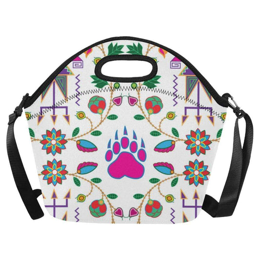 Geometric Floral Fall-White Neoprene Lunch Bag/Large (Model 1669) Neoprene Lunch Bag/Large (1669) e-joyer 