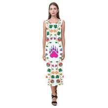 Load image into Gallery viewer, Geometric Floral Fall - White Phaedra Sleeveless Open Fork Long Dress (Model D08) Phaedra Sleeveless Open Fork Long Dress (D08) e-joyer 
