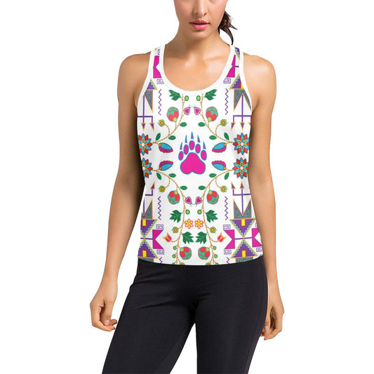 Geometric Floral Fall-White Women's Racerback Tank Top (Model T60) Racerback Tank Top (T60) e-joyer 