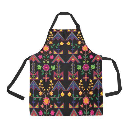 Geometric Floral Spring-Black All Over Print Apron All Over Print Apron e-joyer 