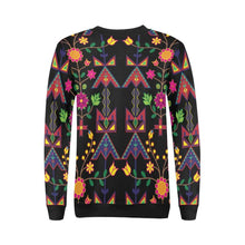 Load image into Gallery viewer, Geometric Floral Spring-Black All Over Print Crewneck Sweatshirt for Women (Model H18) Crewneck Sweatshirt for Women (H18) e-joyer 
