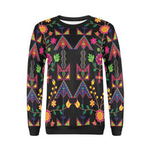 Load image into Gallery viewer, Geometric Floral Spring-Black All Over Print Crewneck Sweatshirt for Women (Model H18) Crewneck Sweatshirt for Women (H18) e-joyer 
