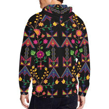 Load image into Gallery viewer, Geometric Floral Spring-Black All Over Print Full Zip Hoodie for Men (Model H14) All Over Print Full Zip Hoodie for Men (H14) e-joyer 
