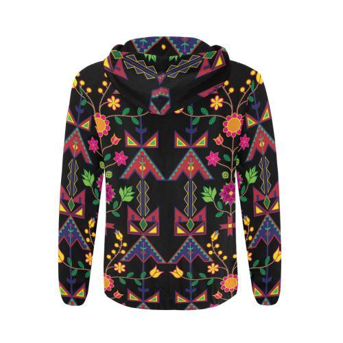 Geometric Floral Spring-Black All Over Print Full Zip Hoodie for Men (Model H14) All Over Print Full Zip Hoodie for Men (H14) e-joyer 